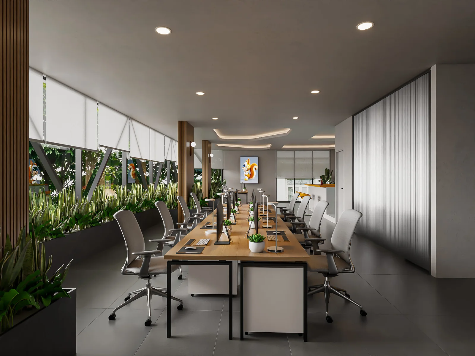 Phối cảnh thiết kế khu làm việc của AIFIN